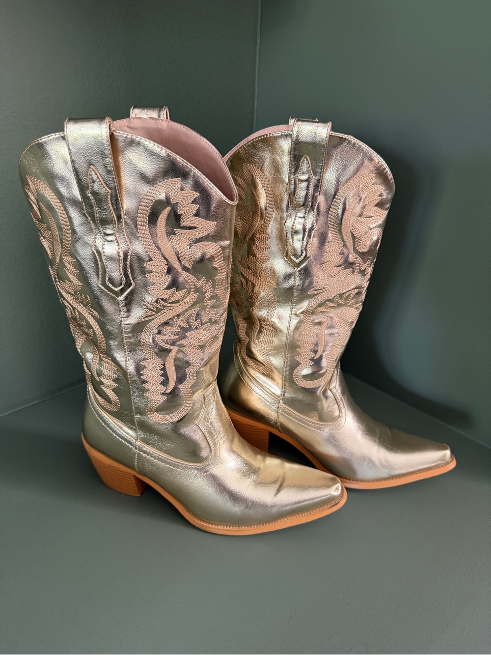 Metallic Gold Western Cowboy Boots for Women